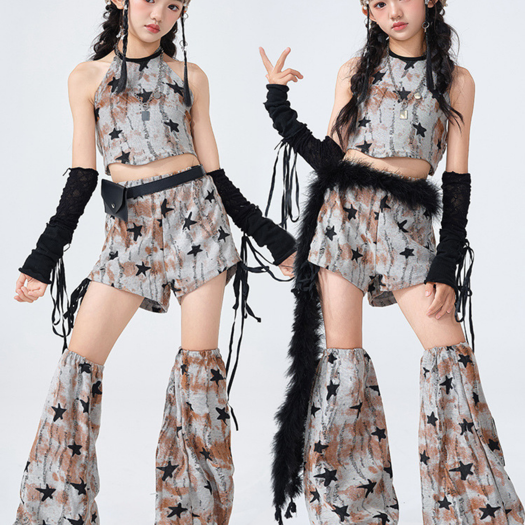GIRLS グレースター ファーレッグセットアップ キッズダンス衣装