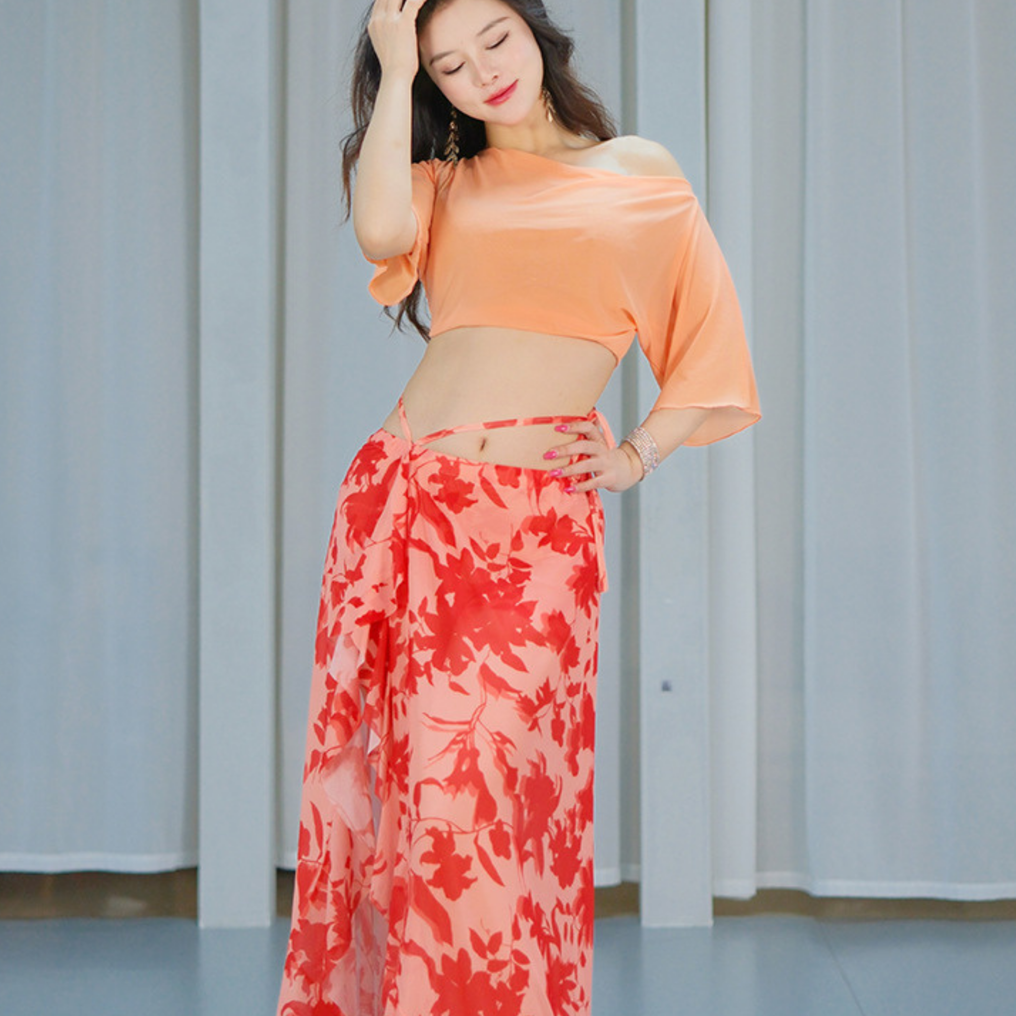 ベリーダンス　レッスンウェア　フレンチメッシュ