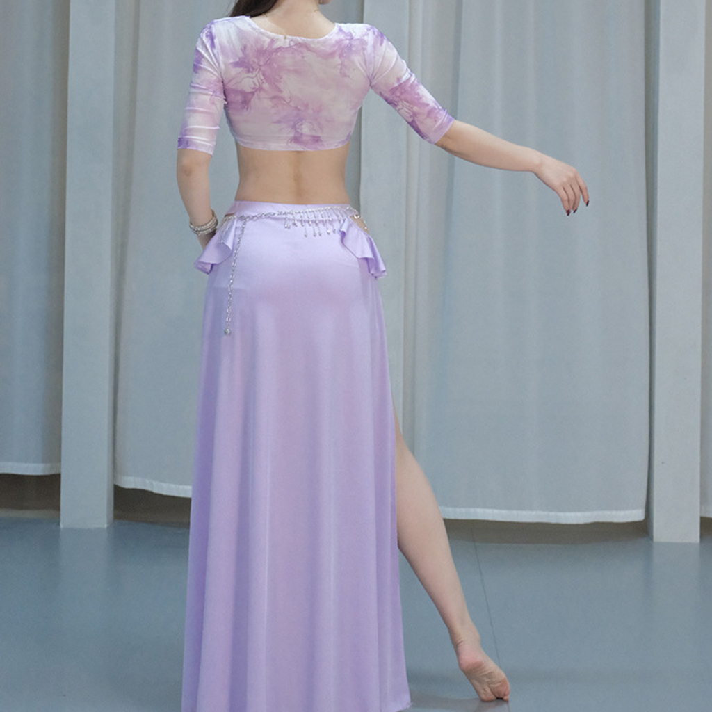 ベリーダンス　レッスンウェア　Vネックフラワー