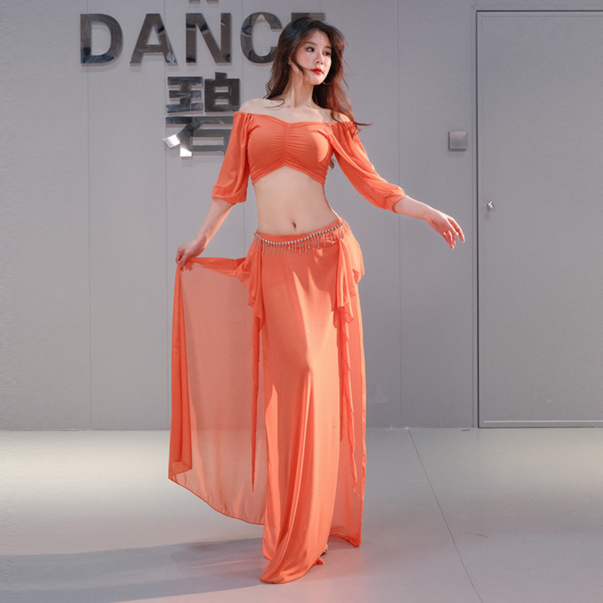 ベリーダンス　レッスンウェア　ランタンスリーブ　S～3XL