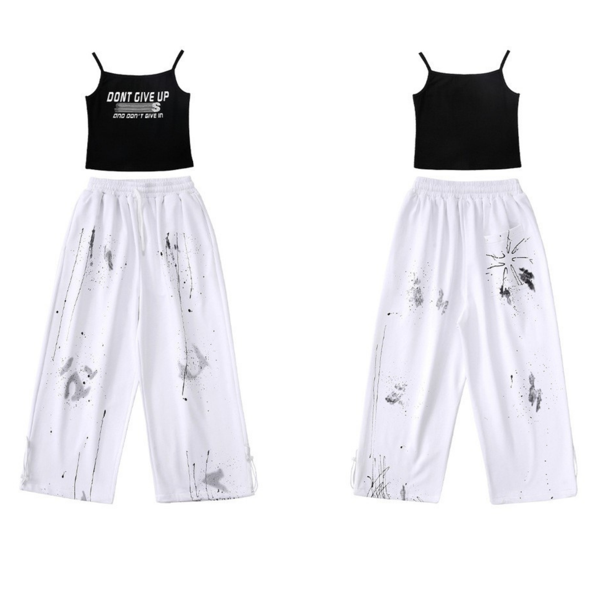 HIPHOP ペイントワイドパンツ セットアップ キッズダンス衣装