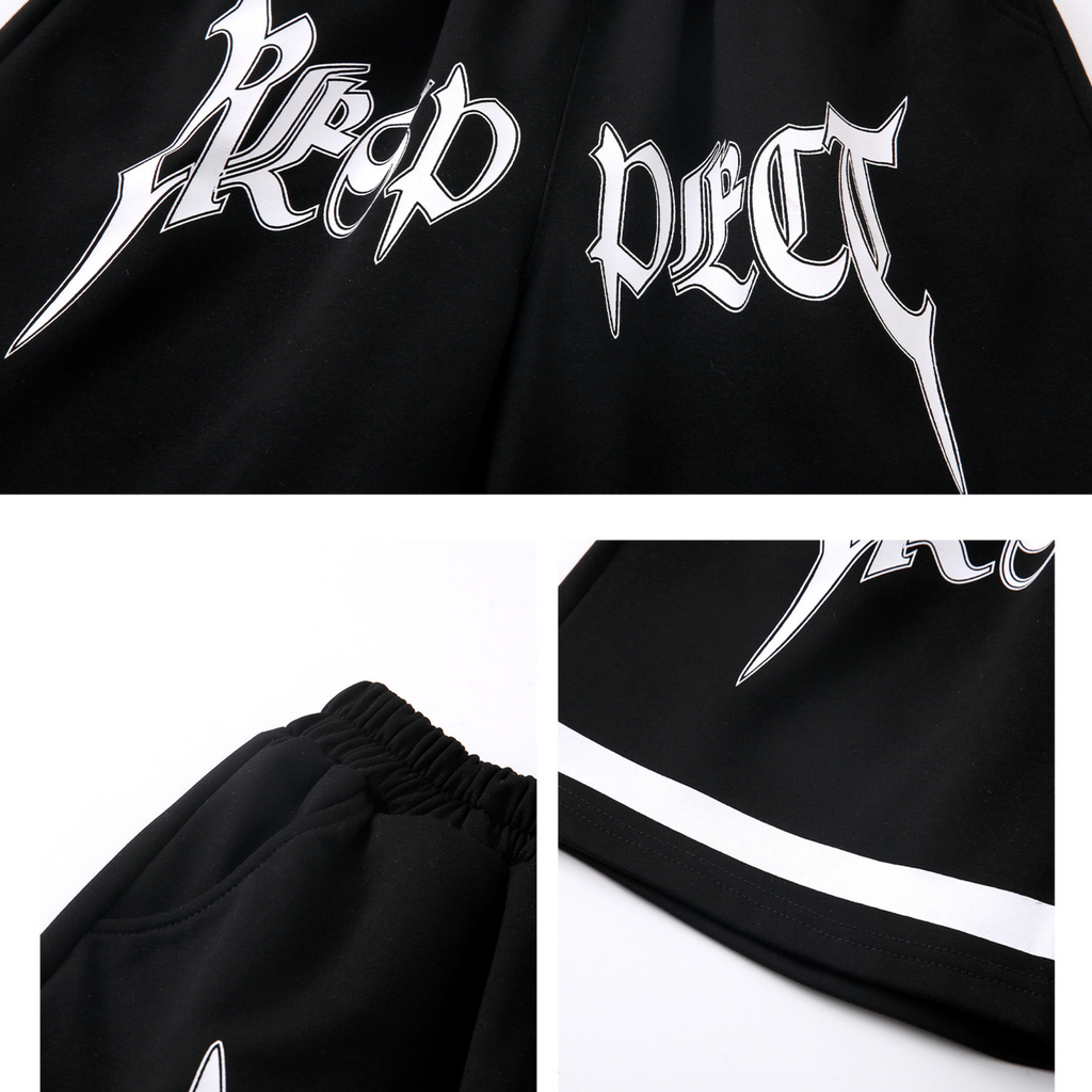 HIPHOP ブラックナンバー ハーフパンツセットアップ キッズダンス衣装