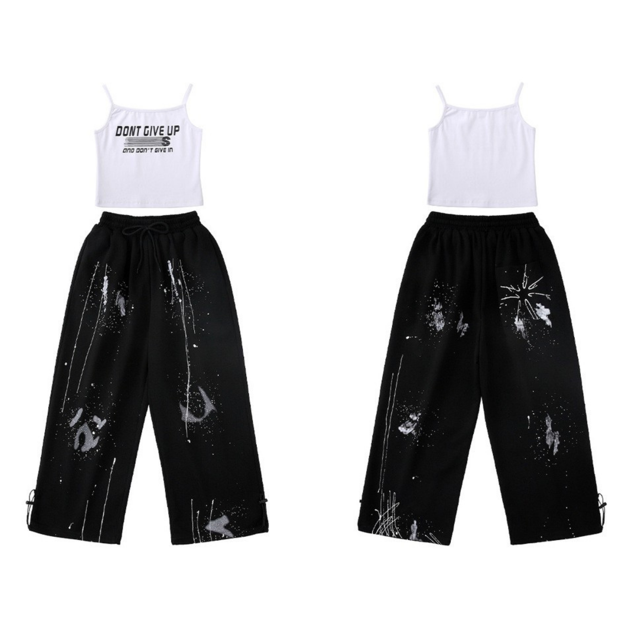 HIPHOP ペイントワイドパンツ セットアップ キッズダンス衣装