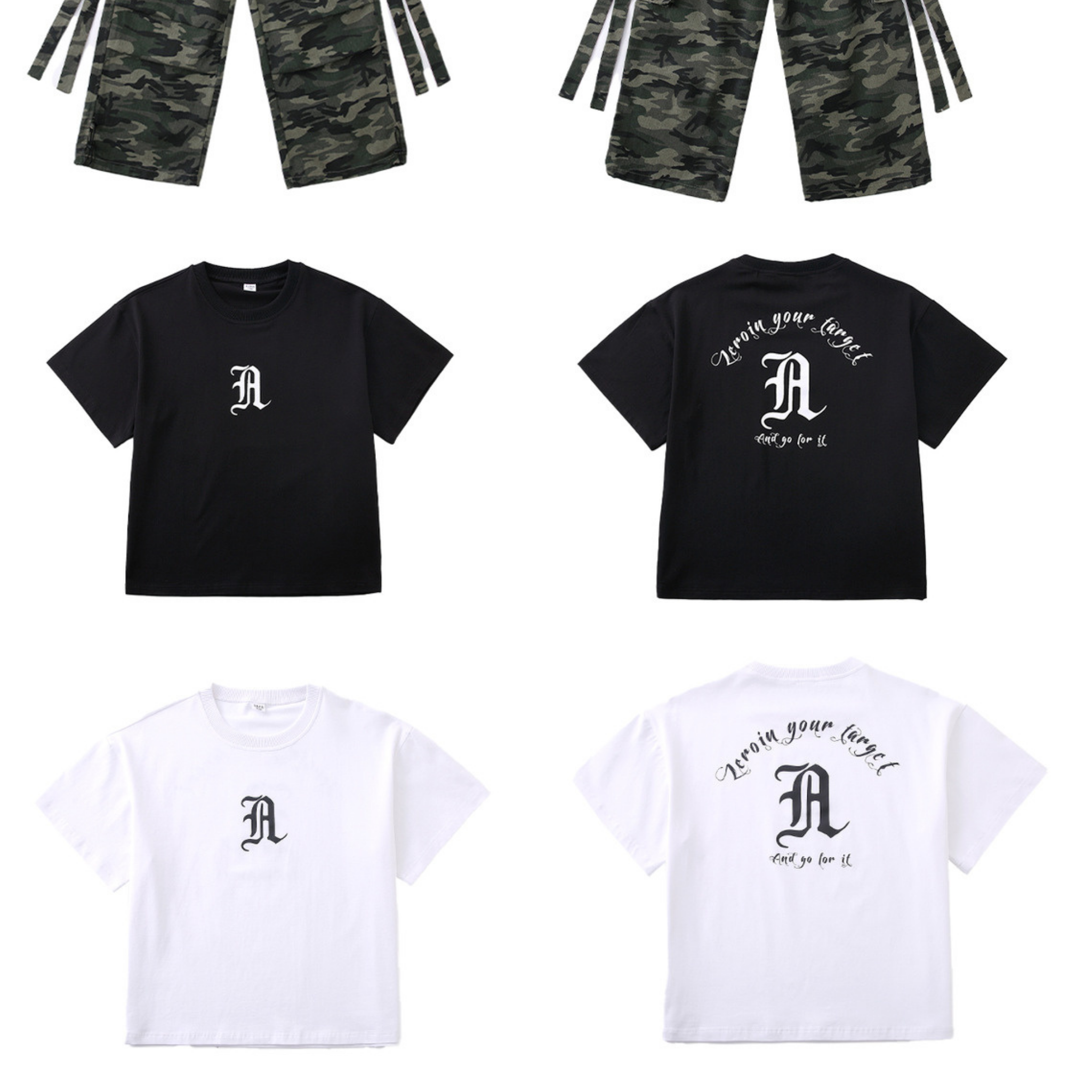 HIPHOP カモフラージュ ワイドパンツセットアップ キッズダンス衣装