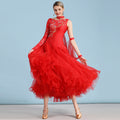 社交ダンス　スタンダードモダン　ドレス　【レッド】　GY613