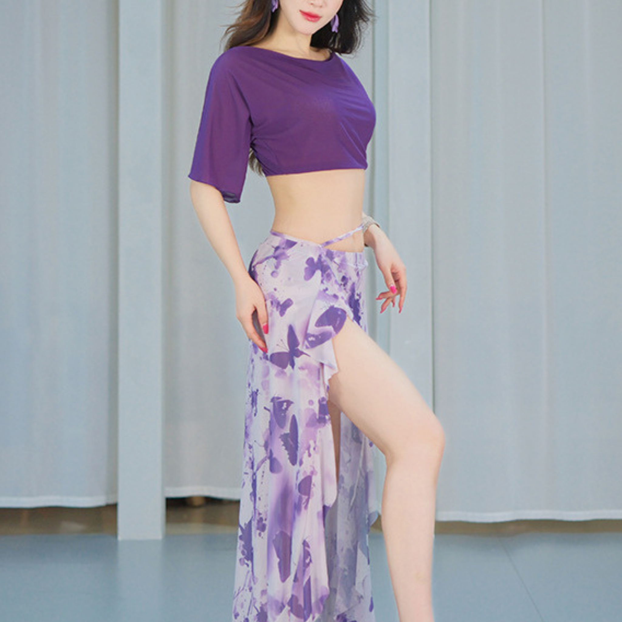 ベリーダンス　レッスンウェア　フレンチメッシュ