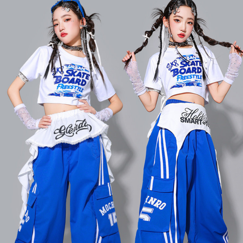 GIRLS ブルーカーゴ レイヤードセットアップ キッズダンス衣装 商品画像4