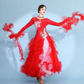 社交ダンス　スタンダードモダン　ドレス　【レッド】　CC226