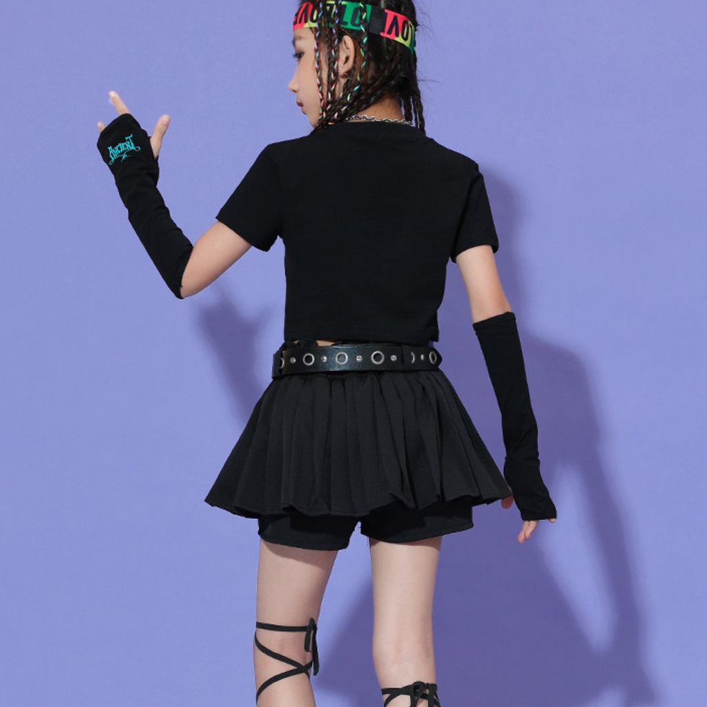 K-POP グラフィックトップス スカートセットアップ キッズダンス衣装